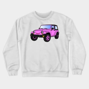 Cute pink car cartoon Crewneck Sweatshirt
